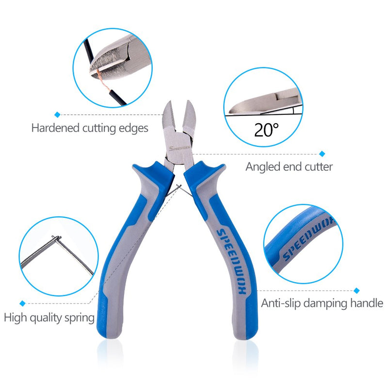 SPEEDWOX 4 Inches Diagonal Pliers Small Wire Cutters Mini Precision Plastic Nippers Plastic Side Cutter Side Cutting Micro Fine Pliers Functional Professional Hand Tool with Spring for Jewelry Making 4" Diagonal Plier - NewNest Australia