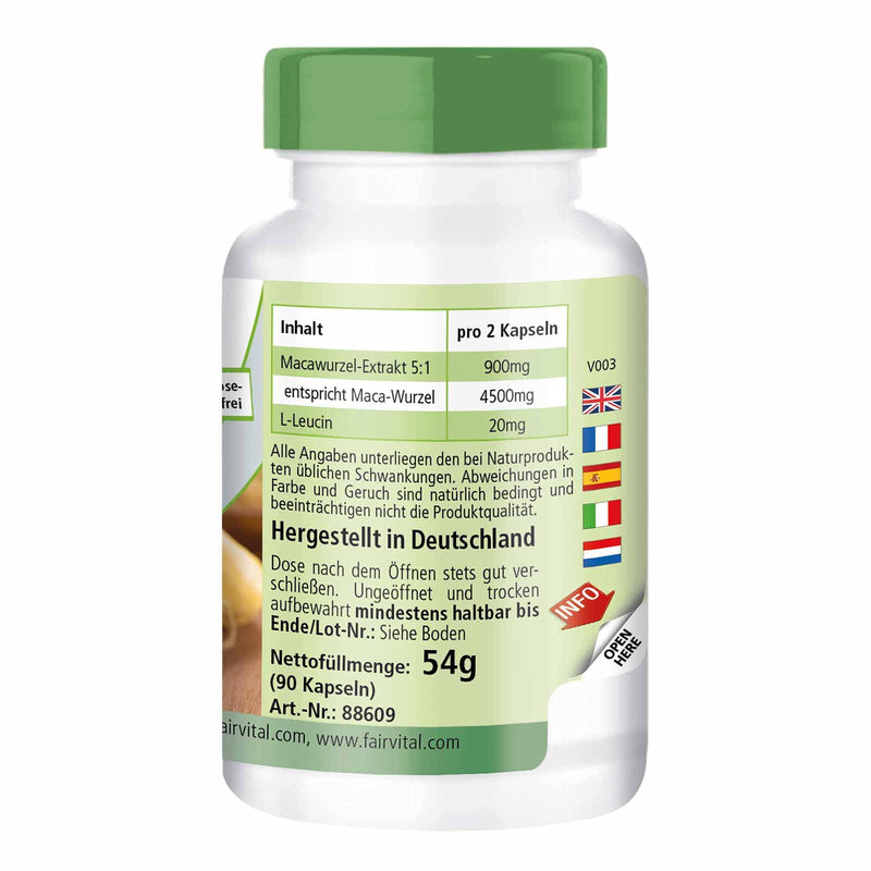 Maca Capsules 450 mg - High Dose - Vegan - 90 Capsules - 5-Way Concentrated Root Extract - NewNest Australia