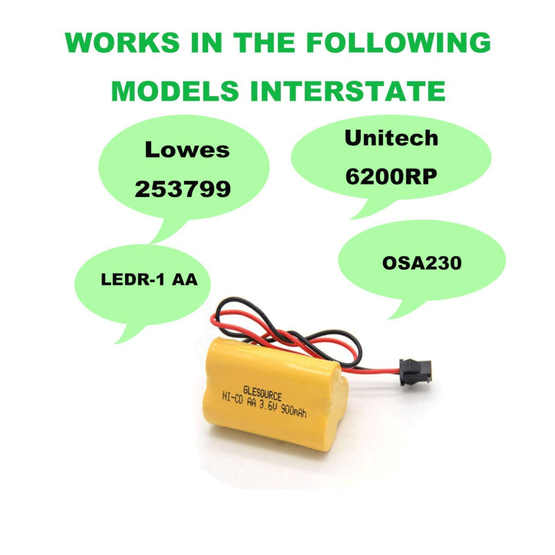 GLESOURCE 3.6V 900mAh Emergency/ Exit Light Battery Compatible for Lithonia ELB B001 ELBB001 ELB-B001 Lithonia EU2 LED Interstate ANIC1566 Unitech 0253799(2 Pack) 2PCS 3.6V 900mAh battery - NewNest Australia