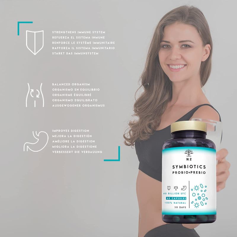 Probiotics And Prebiotics Complex With Inulin Probiotics High Dose 40 Billion Cfu Per Dose, Digestive Enzymes. Contains Lactobacillus And Lactic Acid Bacteria. 60 Capsules N2 Natural Nutrition - NewNest Australia