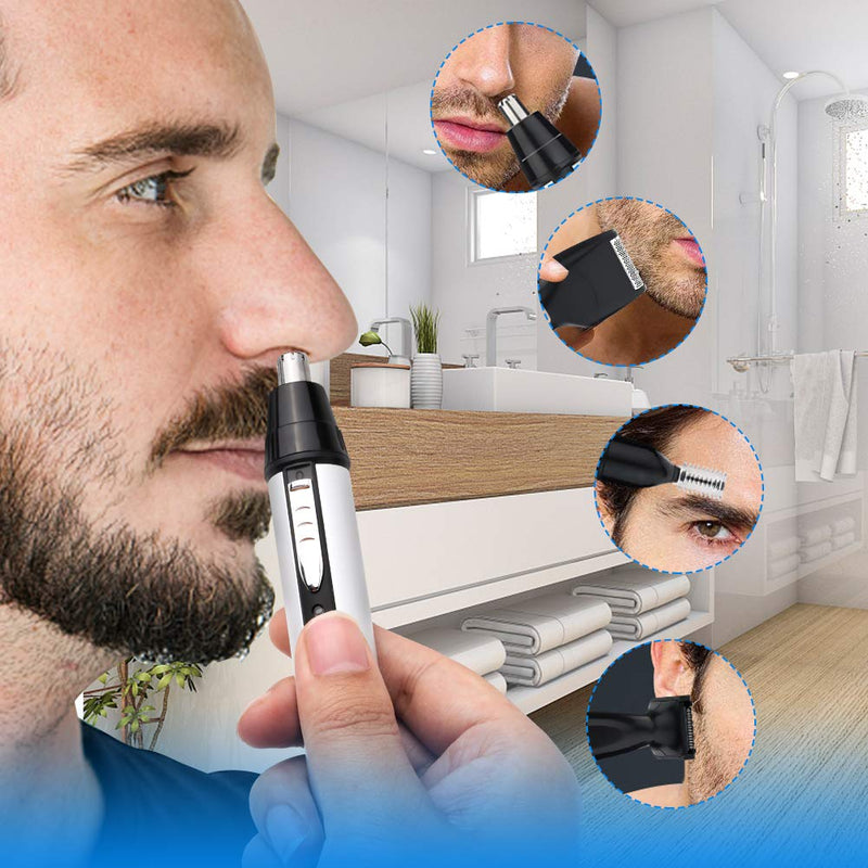 QKURT USB Nose Hair Trimmer, 4 in 1 Ear Nose Hair Trimmer New Design Safely Painless Personal Trimmer Grooming Kit for Men and Women, Waterproof Beard and Nose Trimmer for Easy to Clean - NewNest Australia