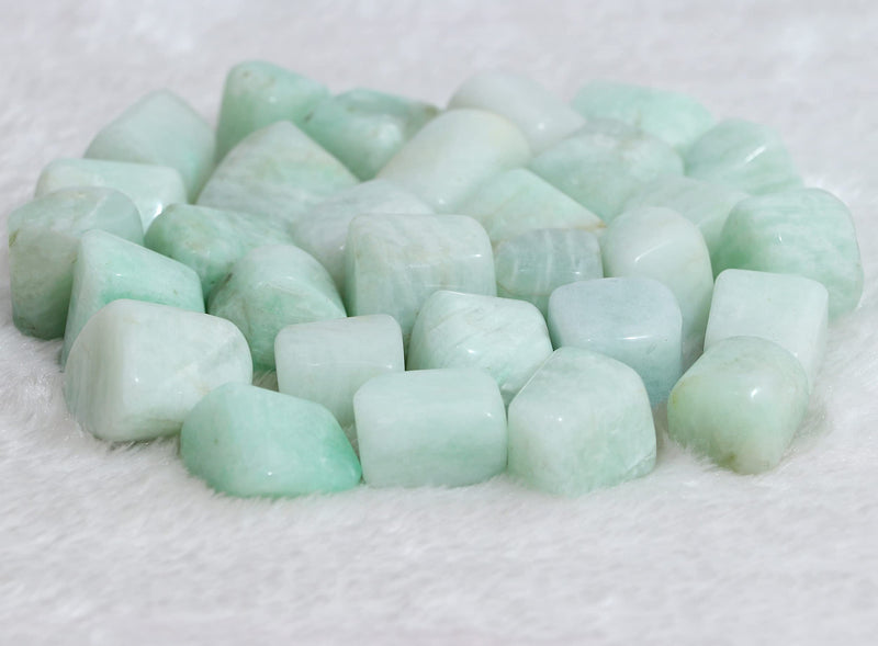 Crocon Amazonite tumble stones | Stones Set | Pocket Crystal Healing gemstones | Tumble Collection palm stone | Good Luck |Charm Gift Craft | Home Decor Size: 20-25 mm | 1 LB - NewNest Australia