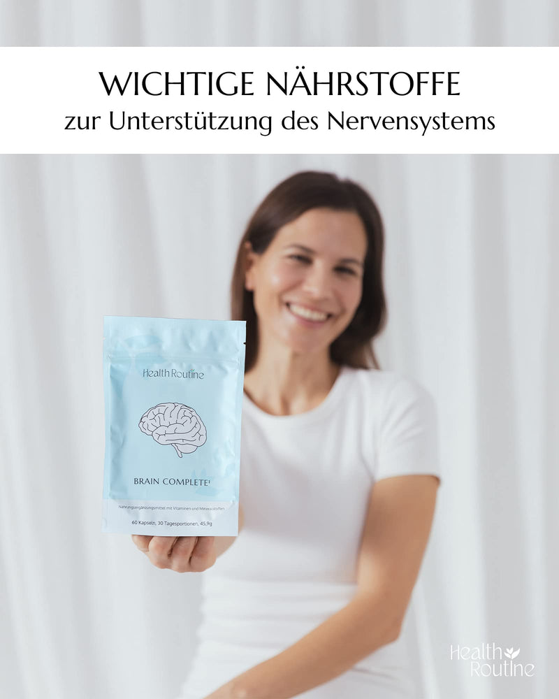 Health Routine Brain Complete | Support for headaches | Dietary supplement with magnesium, vitamin B2 & coenzyme Q10 | 60 capsules - NewNest Australia