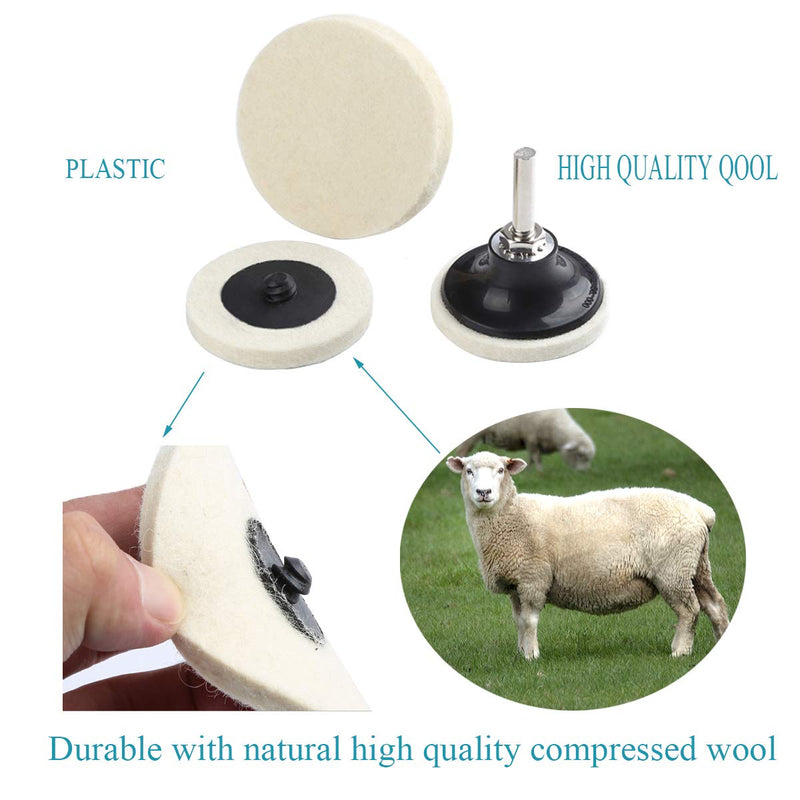 2 Inch Compressed Wool Fabric QC Disc Polishing Buffing Pads Wheels Disc Pad Holder with 1/4" Shank Perfect for Cleaning Polishing Sanding Projects 16 - NewNest Australia