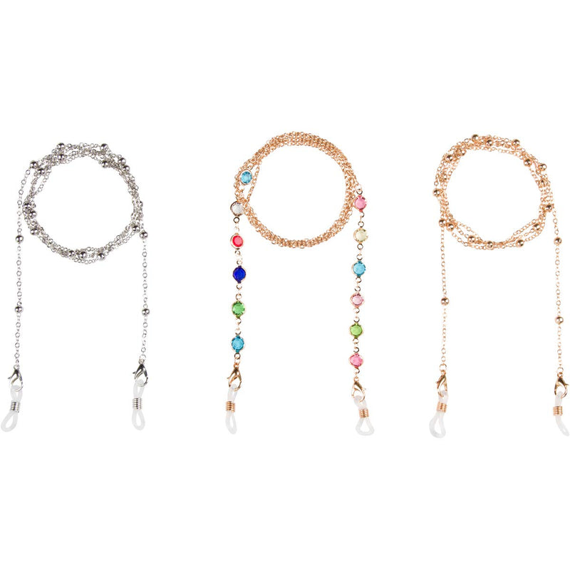 Face Mask Chains (3 Pack) - Gold and Silver Lanyard Chains for Masks - Mask Holder Chain for Women and Kids - Dual Purpose Use as Eyeglass Strap - 3 Pack - NewNest Australia