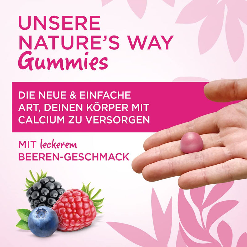Nature's Way Calcium Gummies - to maintain strong bones and teeth for children and adults - with 488 mg calcium in high doses + vitamin D3 & K - vegetarian, lactose-free, gluten-free - 60 pieces - NewNest Australia