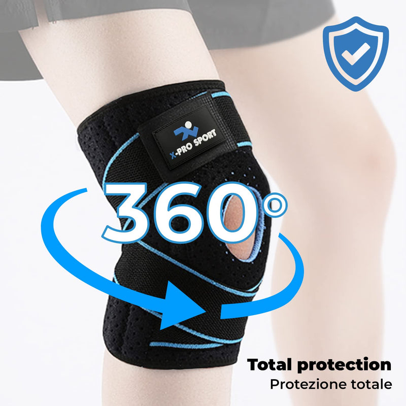 Knee Brace with Side Stabilizers, X-Pro Sport Adjustable Patella Meniscus Cruciate Ligament Support, Professional Breathable Orthopedic Brace for Men and Women - NewNest Australia