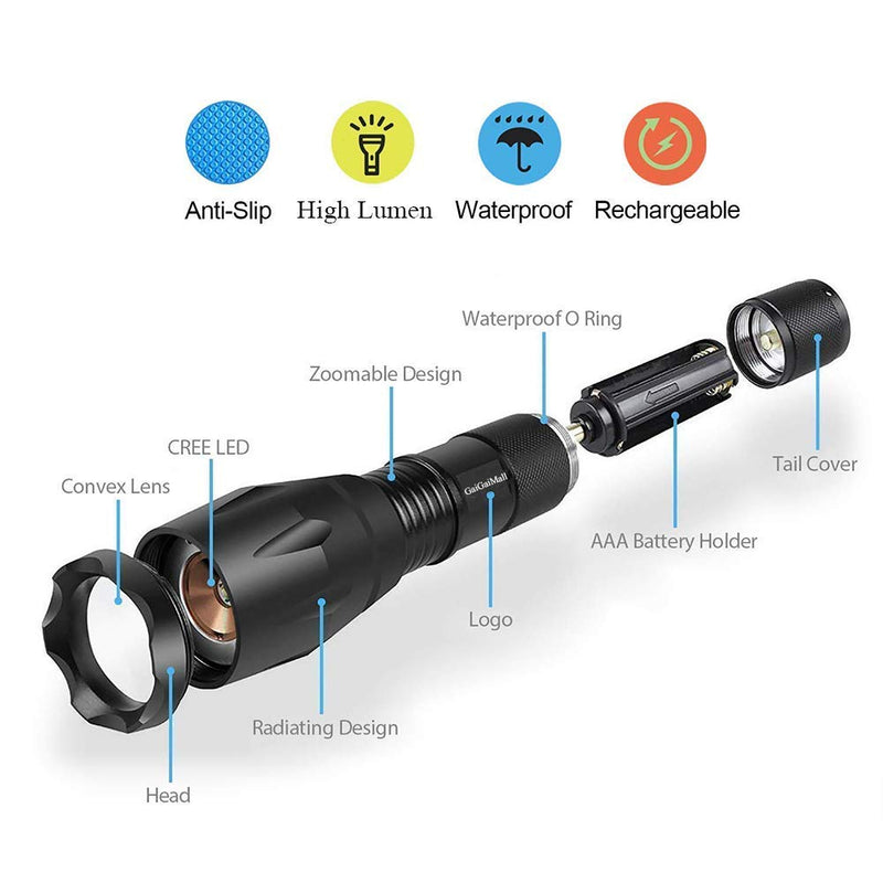 Tactical Red LED Flashlight Single Mode Hunting Handheld Flashlight with Zoomable and Waterproof for Astronomy Night Observation etc. - NewNest Australia