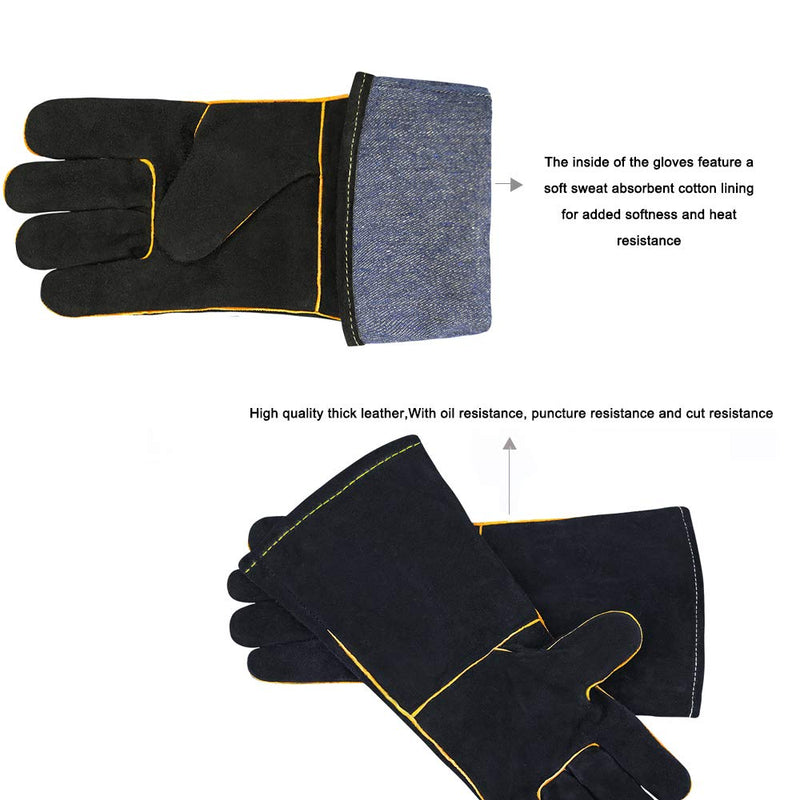 Welding Gloves HEAT RESISTANT Leather Welder Fireplace Stove Pot Holder WorPlace Gloves (16 INCH) - NewNest Australia