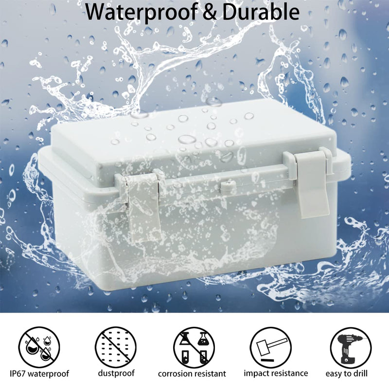 Otdorpatio Junction Box, Hinged Cover IP67 Waterproof ABS Project Box with 2 NPT 1/4" Cable Gland, Electrical Box Enclosure with Mounting Plate & Wall Bracket 5.9 x 3.9 x 2.8inch(150x100x70mm) 5.9"x3.9"x2.8“(Grey Cover) - NewNest Australia
