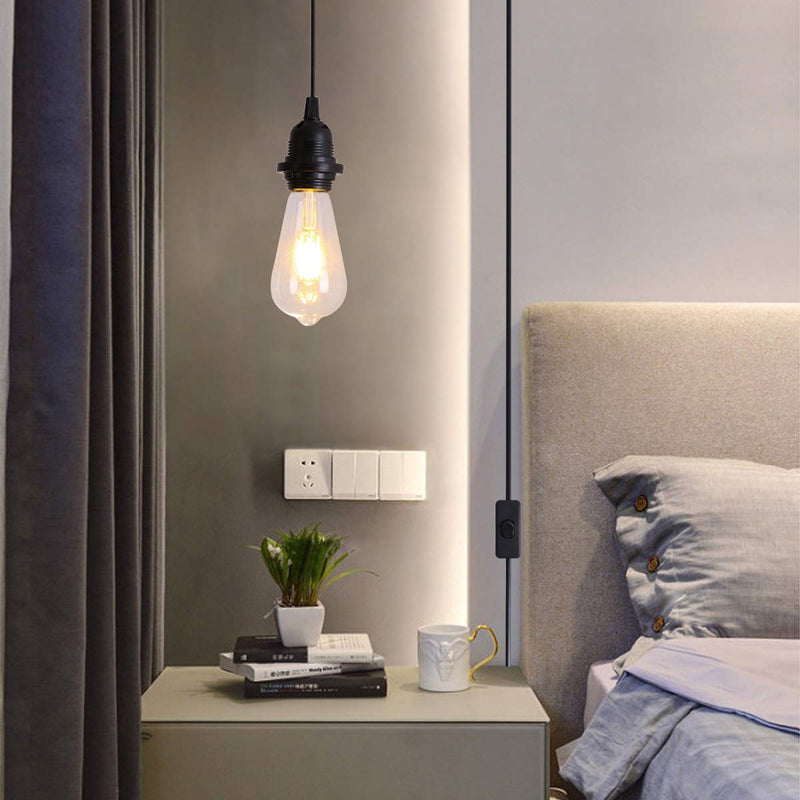 HESSION 2-Pack 15 Feet Plug in Pendant Light, Black Extension Hanging Lantern Cord Cable with in-Line On/Off Switch, E26 E27 Socket - NewNest Australia