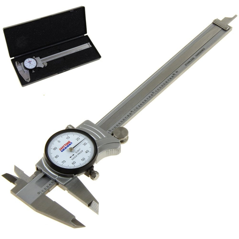 Anytime Tools Premium Dial Caliper 0-6"/0.001" Precision Double Shock Proof Solid Hardened Stainless Steel 6" - NewNest Australia