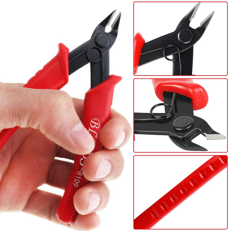 Flush Cutter, Wire Cutters, BS-8109 Wire Cutter Pliers, Flush Cutters, Nippers, Diagonal Cutter, Wire Cutters Side Cutter, Micro Shear Cutter Precision Electronics Siding Cutting Pliers 5 inch, Red 1 Pack -5" Red - NewNest Australia