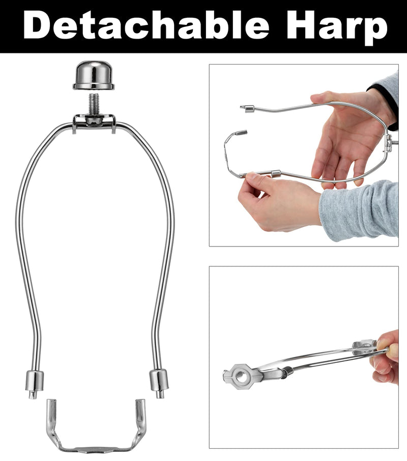 6 inch Lamp Shade Harp Holder 2 Set, Silver Detachable Heavy Duty Bracket with Standard Saddle Base and Solid Metal Lamp Finial for Table and Floor Light Fitting (Plated Nickel) 6 Inches - NewNest Australia