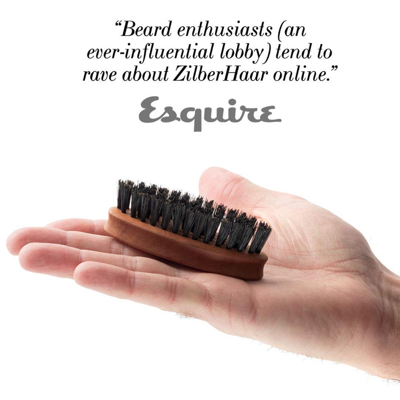 ZilberHaar Pocket Beard Brush (Hard Bristles) | 100% wild boar bristles and pear wood | Can be used with all beard balms and oils Made in Germany | Travel friendly - NewNest Australia