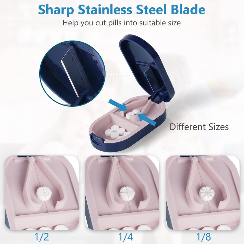 ACWOO Small Pill Tablet Cutter, Portable Pill Splitter for Small and Large Pills Cut in Half Quarter, Cutting & Storage 2 in 1 Tablet Pill Dispenser per Elderly, Child, Dog, Cat, Pet, Travel (B) - NewNest Australia