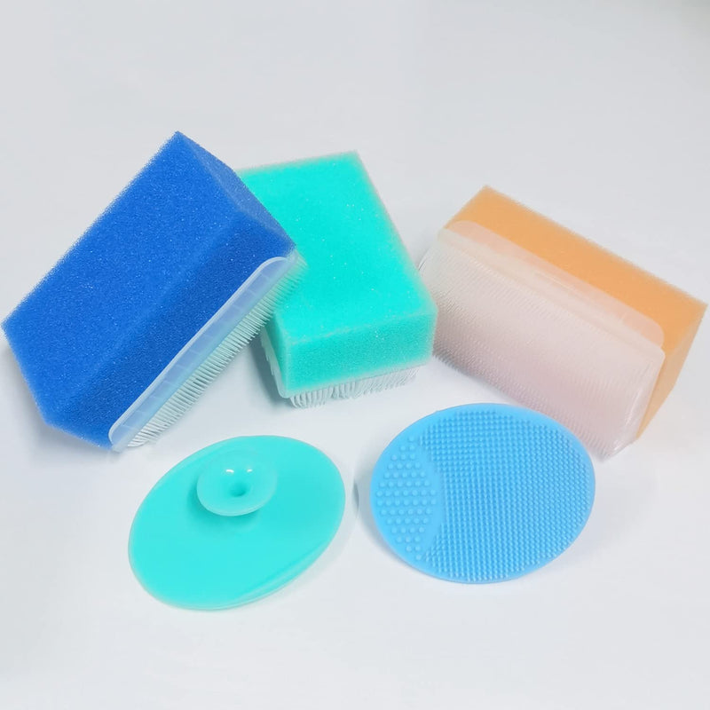 Baby Bath Brush, Baby Bath Scrubber, Cradle Cap Brush, Baby Bath Sponge Brush, Silicone Scrubbers Exfoliator Brush | Baby Care Essential for Dry Skin, Cradle Cap (Blue + Green + Yellow) Blue + Green + Yellow - NewNest Australia