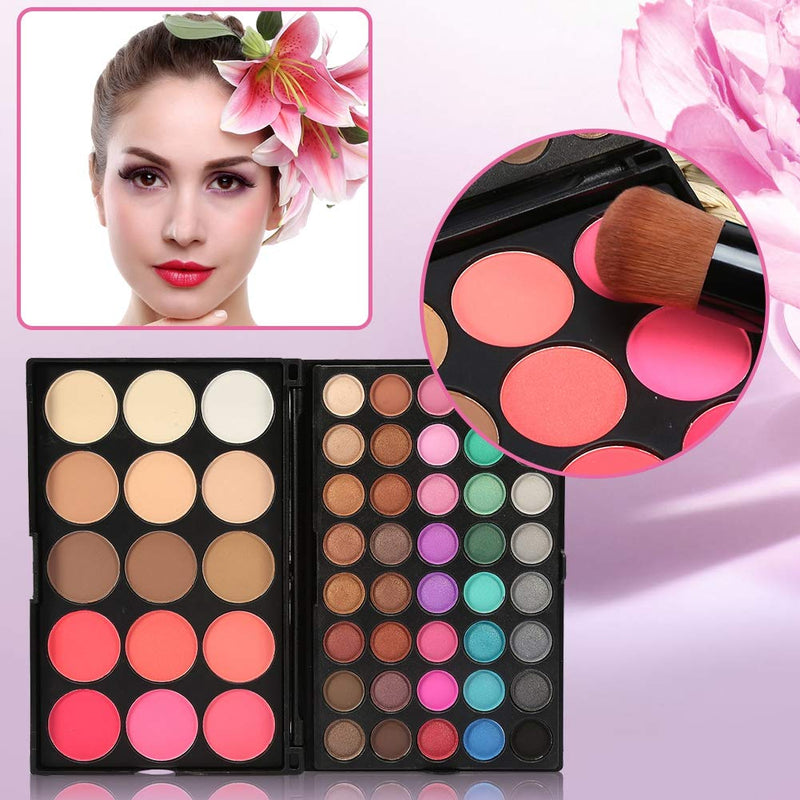 Qkiss 40Colors Eyeshadow + 15Colors Blusher & Concealer Palette Facial Eye Cosmetic Makeup Kit - NewNest Australia