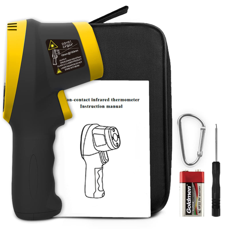 Infrared Thermometer, Ap-985E Laser Thermometer -58‚Ñâ~1472‚Ñâ, D:S=16:1, Non-Contact Thermometer With Humidity, Ambient Temperature And Dew Point, Temperature Alarm„ênot For Humans„ë Ap-985Eôºàyellowôºâ - NewNest Australia