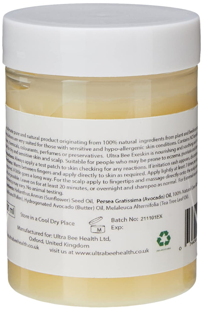 Ultra Bee Naturally Bee Beautiful 100% Natural Exeskin Dry Itchy Skin Balm Suitable for People Prone to Eczema, Psoriasis,Dermatitis.Formulated with Beehive and Plant Products 100 ml, Clear - NewNest Australia