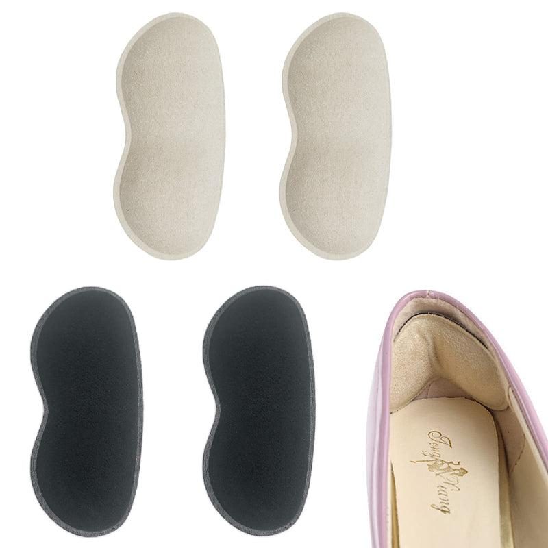 Heel Grips for Kids and Ladies Shoes, Soft Heel Cushion Pads Heel Grips for Shoes Too Big Self-adhensive Shoes Heel Inserts for Prevent Rubbing and Sliding(Black+Beige) (4 Pairs) 4 Pairs - NewNest Australia