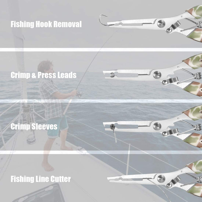 sawkit Fishing Pliers/Portable Fish Hook Remover/Stainless Steel Line Cutter Curved Nose Remove Hook Fishing Tackle Tool with Nylon Sheath Fishing Plyers Fishing Gear Set - NewNest Australia