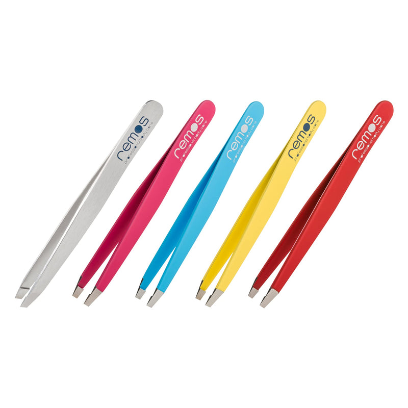 REMOS eyebrow tweezers made of stainless steel with a straight tip 9.5 cm in satin - NewNest Australia