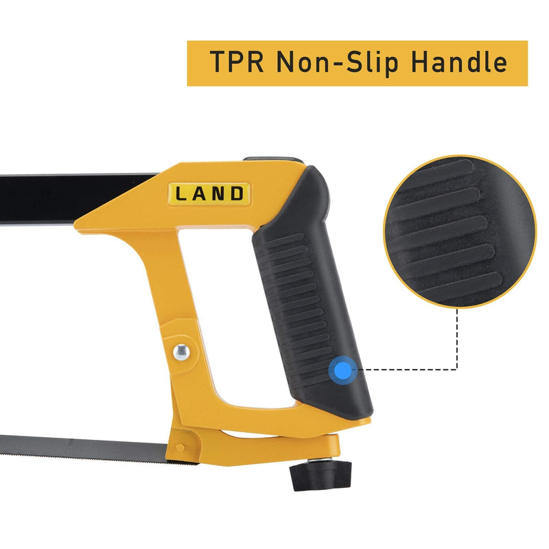 LAND 12 Inch Hacksaw - Heavy Duty Coping Saw with 4 Extra High-Carbon Steel Blade, for PVC, Pipe, Carpentry - NewNest Australia