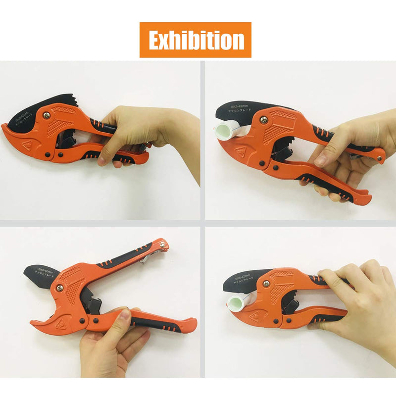 Zantlea Pipe and Tube Cutter, Ratcheting Hose Cutter One-hand Fast Pipe Cutting Tool with Ratchet Drive for Cutting Less Than 1-1/4" O.D. PEX, PVC, and PPR Pipe Orange - NewNest Australia