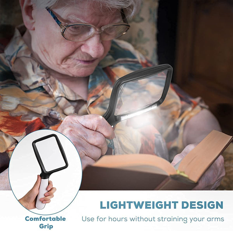 Folding Handheld Magnifying Glasses with Light, 3X Large Rectangle Reading Magnifier with Dimmable LED for Seniors with Macular Degeneration, Newspaper, Books, Small Print, for Low Visions - NewNest Australia