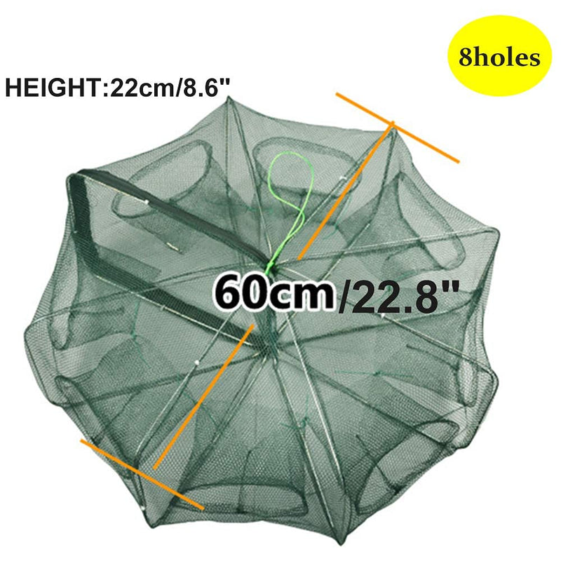 HunterBee Fishing Bait Trap Foldable Crab Crayfish Fish Minnow Crawdad Shrimp Net Cast Portable 8 holes - NewNest Australia