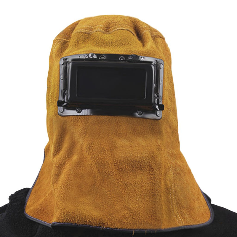 Comfortable Leather Welding Helmet, Welder Grinding Protective Gear Work Cap Hat Welding Flame Heat Resistant Anti-dust Head Face Neck Shield Safety Hood Helmet Yellow - NewNest Australia
