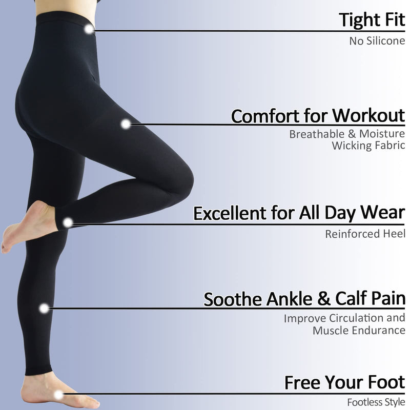 beister Medical compression stockings for women, long, 20-30 mmHg, support stockings for men, opaque toe-free compression trousers, class 2, solid support for varicose veins, edema, black L - NewNest Australia