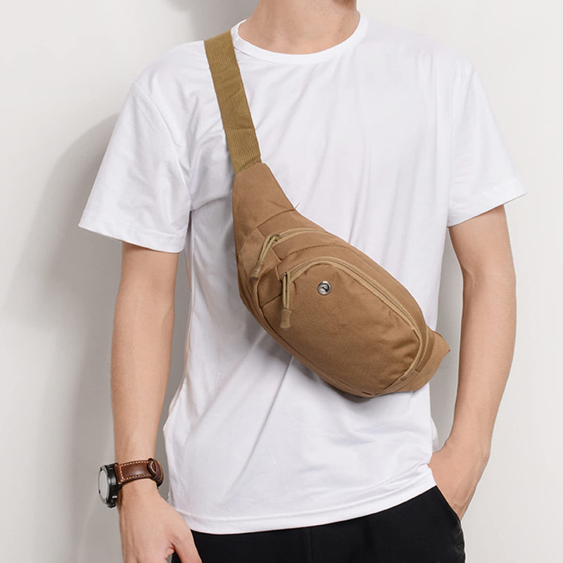 DAITET Fanny Pack for Men&Women, Crossbody Waist Bag with Adjustable Belt, Large Capacity Bum Bag for Traveling Hiking Cycling Workout Casual(Classic Khaki) Classic Khaki Oxford Cloth - NewNest Australia