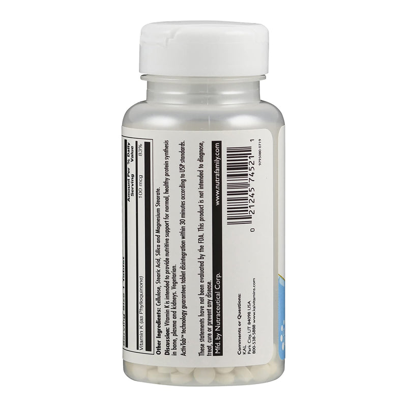 Kal 100 Mcg K1 Tablets, 100 Count - NewNest Australia