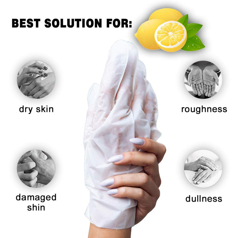 5 Pairs MOND'SUB Moisturizing Gloves | Natural & Organic Moisturizing Hand Masks for Dry Skins | Collagen Spa Treatment with Vitamin C| Professional Hydrating Gloves for Brightening & Whitening Skins Lemon - NewNest Australia