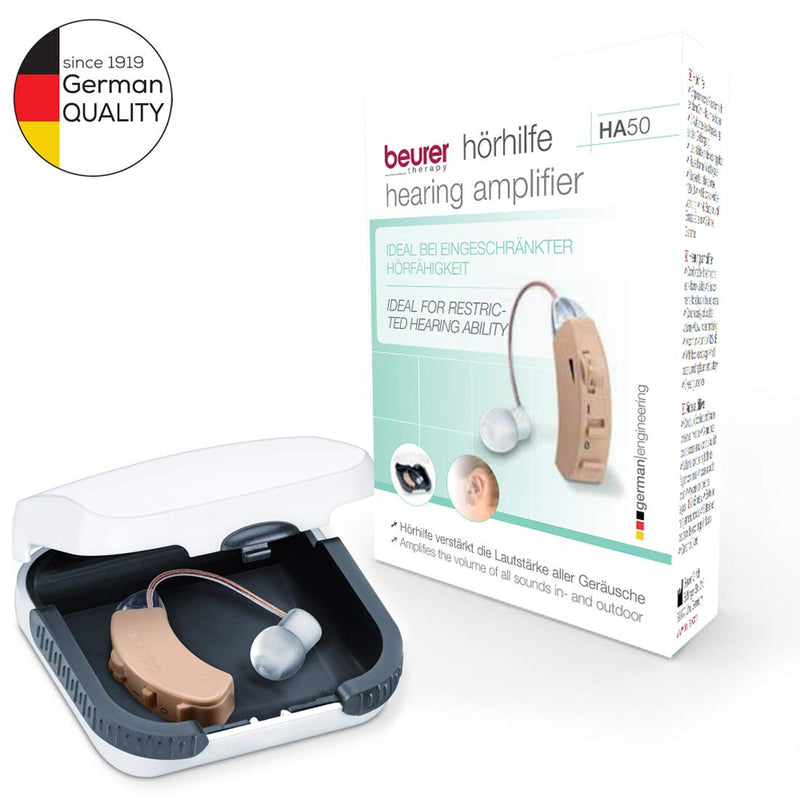 Beurer HA50 Hearing Amplifier | Amplifies the volume of sound for restricted hearing abilities | Barely visible behind the ear | Wide frequency range | Continuously variable volume - NewNest Australia