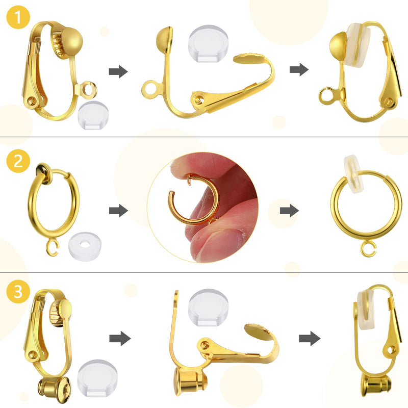 18 Pieces Clip-on Earrings Converter with Silicone Earring Pads 3 Colors Clip-on Earring Converter with Easy Open Loop for None Pierced Ears DIY Earring Jewelry Making Findings - NewNest Australia