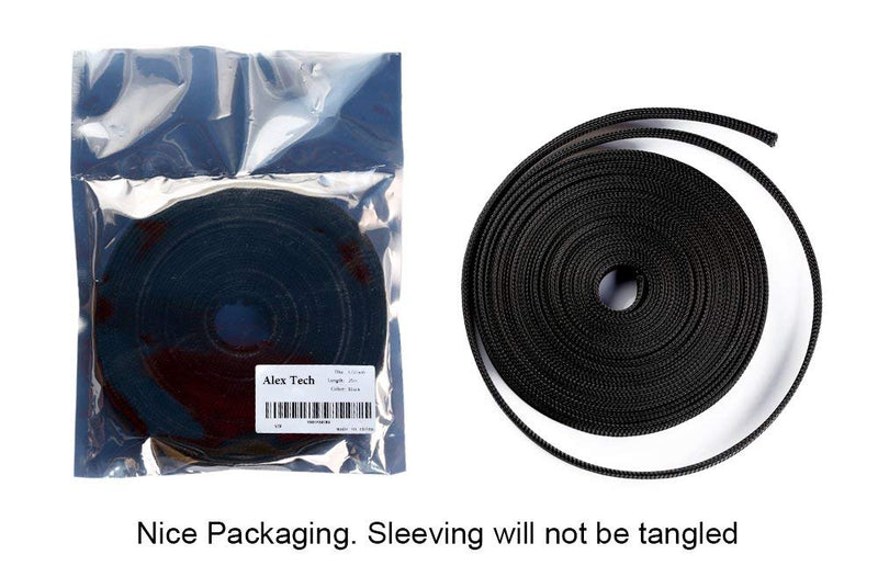 Alex Tech 50ft - 1/4 inch & 1/2 inch PET Expandable Braided Sleeving – Black Braided Cable Sleeve 1/4"-25ft &1/2"-25ft - NewNest Australia