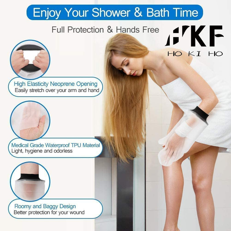 HKF HO KI HO Adult Waterproof Cast Cover Protector Hand for Shower, Plaster Bandage Protector Watertight for Broken Hand, Wrist,Reusable Keeps Hand Dry Fits Unisex Adult.Upper Circ OD/ID(5.5/1.8in) - NewNest Australia