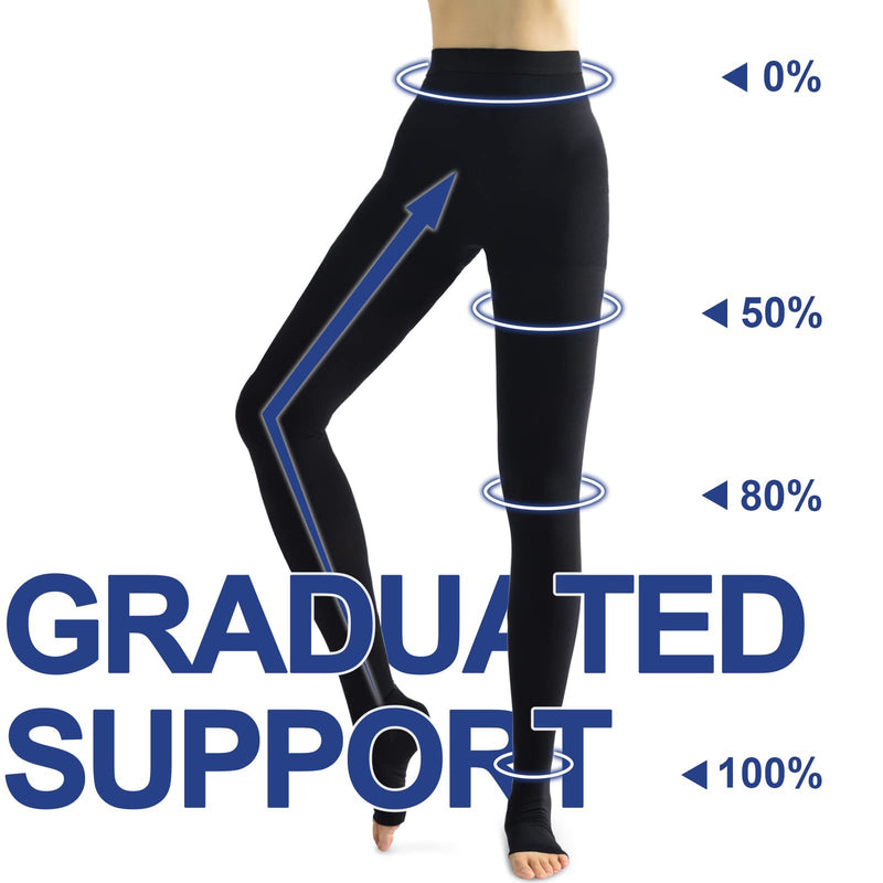 Beister Medical Compression Stockings Women'S Long 20-30 Mmhg Support Stockings Men'S Opaque Open Toe Compression Trousers Class 2 Solid Support For Varicose Veins, Edema, Black - NewNest Australia