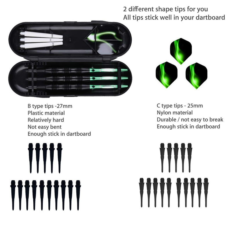 sanfeng Professional Soft Tip Darts Set 20 Grams - 50 Rubber O-Rings + 30 Darts Plastic Tip + Aluminum Shafts + 6 Standard Flights + Portable Case for Electronic Dart Board GREEN - NewNest Australia