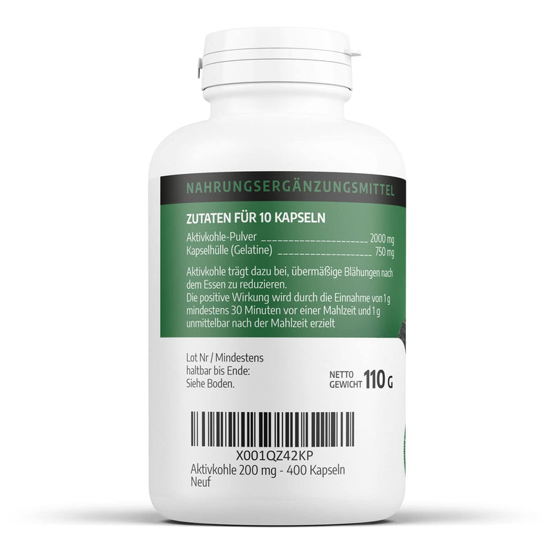 Active charcoal 200 mg - 400 capsules 400 pieces (pack of 1) - NewNest Australia