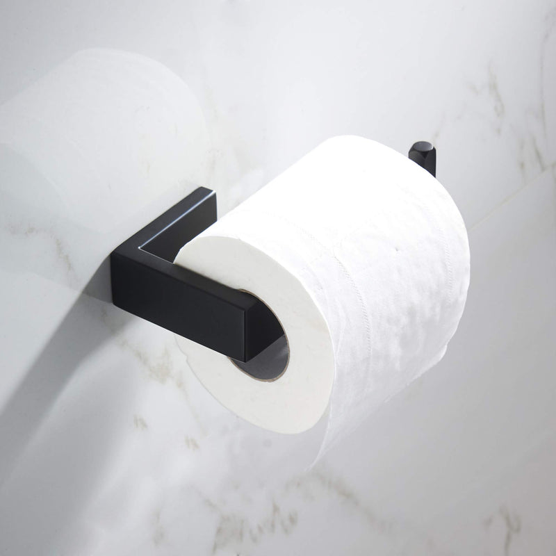 JunSun Stainless Steel Toilet Paper Holder Contemporary Bathroom Hardware Euro Paper Towel Roll Holder for Bathroom Lavatory Wall Mounted, Matte Black - NewNest Australia