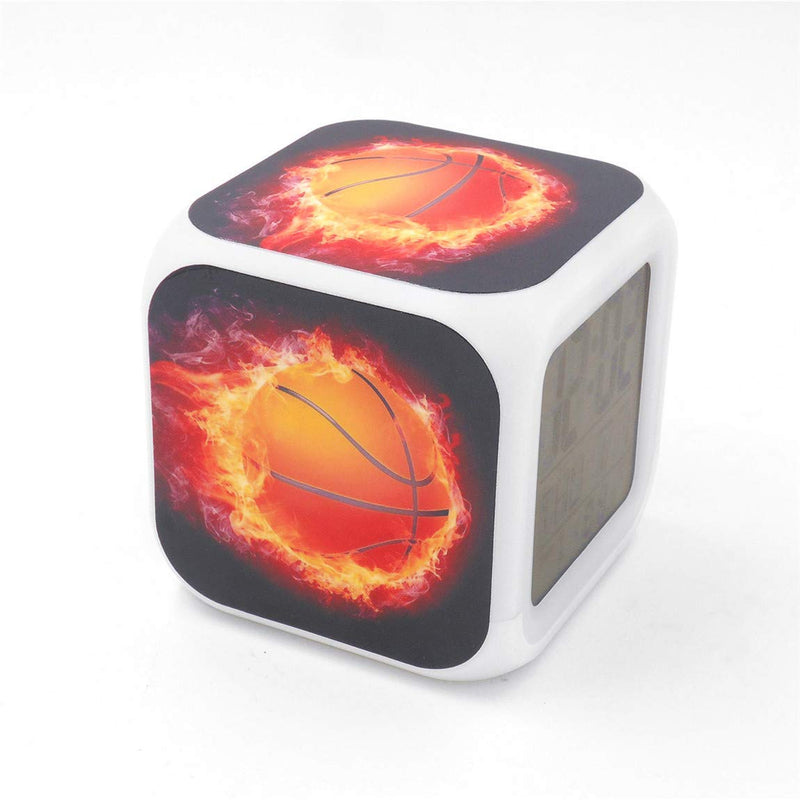 NewNest Australia - BoWay 3＂Desk & Shelf Clock Basketball Fire Digital Alarm Clock with Led Lights Red Table Clock for Kids Teenagers Adults Home/Office Decor 