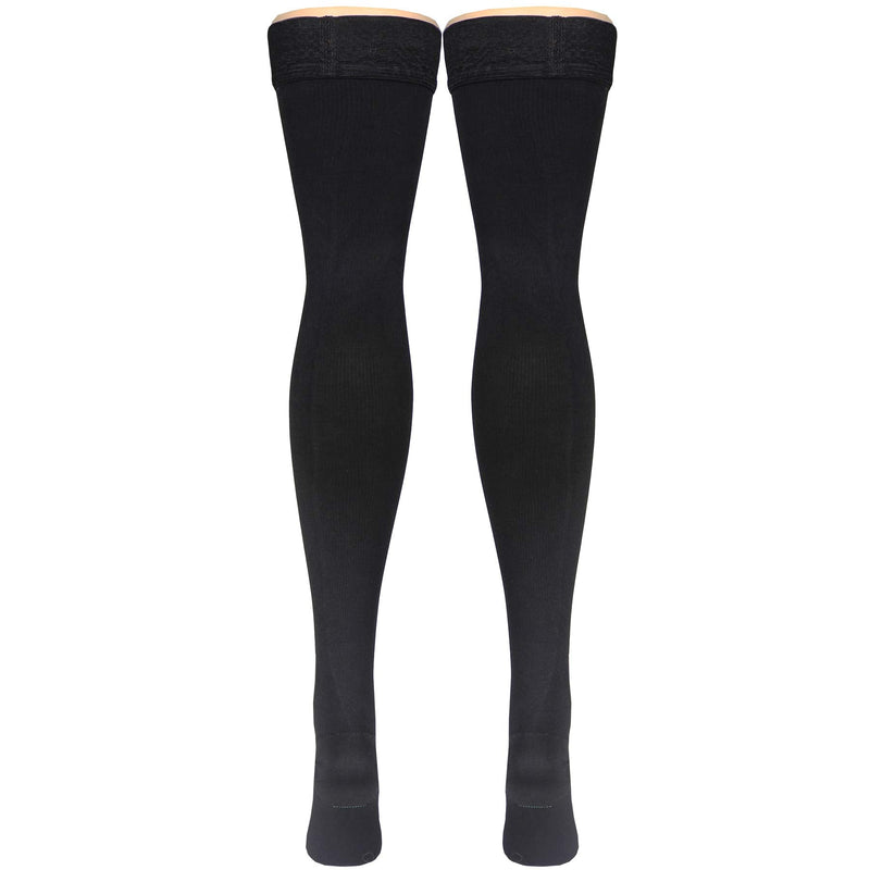 Truform Compression Socks, 20-30 mmHg, Men's Dress Socks, Thigh High Over Knee Length, Black, Small Small (1 Pair) - NewNest Australia