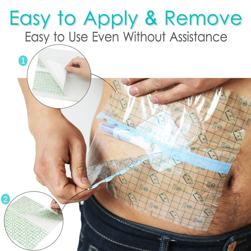 Waterproof Shower Cover Shields for Dialysis Port Picc Line Chest Catheter PD Peritoneal Dialysis Chemo Port Feeding Tube G-Tube Patient Shower Protector, 8"x8"(Pack of 25) 8x8 Inch (Pack of 25) - NewNest Australia