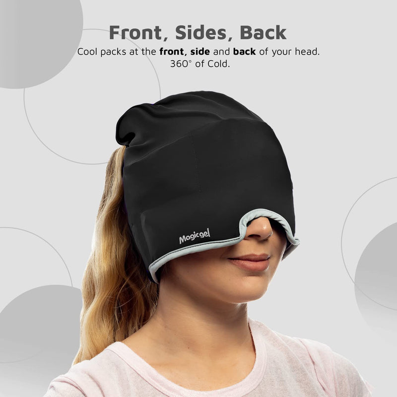Magic Gel Migraine Ice Head Wrap | Real Migraine & Headache Relief | The Original Headache Cap | Cold, Comfortable, Dark & Cool; Endorsed by Physicians, Loved by Thousands - (Black) Black (Pack of 1) - NewNest Australia