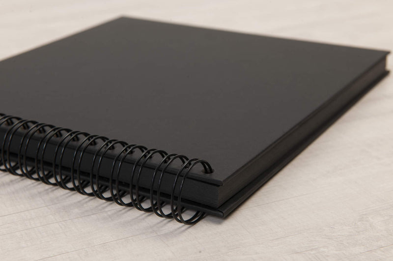 potricher 8 x 8 Inch DIY Scrapbook Photo Album Hardcover Kraft Blank Black Page Wedding and Anniversary Family Photo Album (Black, 8 Inch) - NewNest Australia