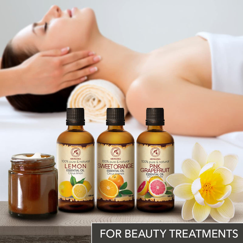 Essential Oils Set 3 X 100 Ml - Lemon Oil - Orange Oil - Grapefruit Oil - Aromatherapy Gift Set - Pure Citrus Oils For Diffusers And Oil Burners - Orange Oil For Soap Making - Oils For Candles - NewNest Australia